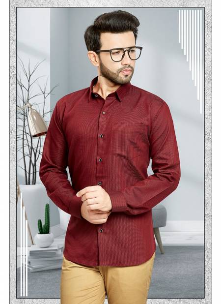 Outluk 1428 Fancy Heavy Regular Wear Cotton Satin Mens Shirt Collection 1428-RED